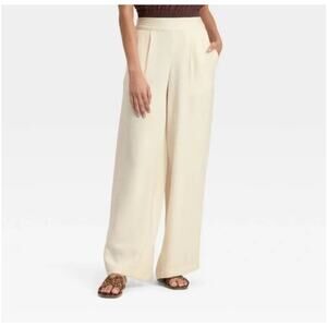 A New Day Cream Women's High Rise Modern Gauze Pull On Wide Leg Pants Size XS
